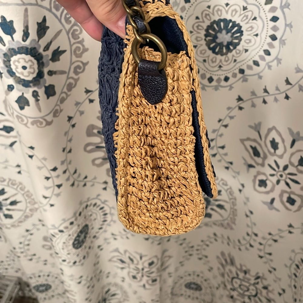Brighton Larissa Straw Crossbody Bag - Blue & Tan - Picture 4 of 12